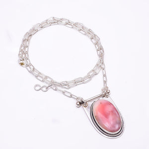 PINK OPAL - PERU 925 STERLING SILVER CHAIN PENDANT 19-23" - CP_9262_369_23