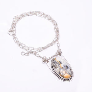 NATURAL MALINGANO JASPER - INDONESIA 925 STERLING SILVER CHAIN PENDANT 19-23" - CP_9262_369_40