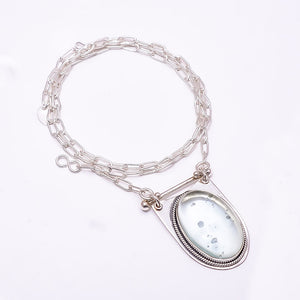 HEMIMORPHITE - VIEILLE MONTAGNE 925 STERLING SILVER CHAIN PENDANT 19-23" - CP_9262_369_48