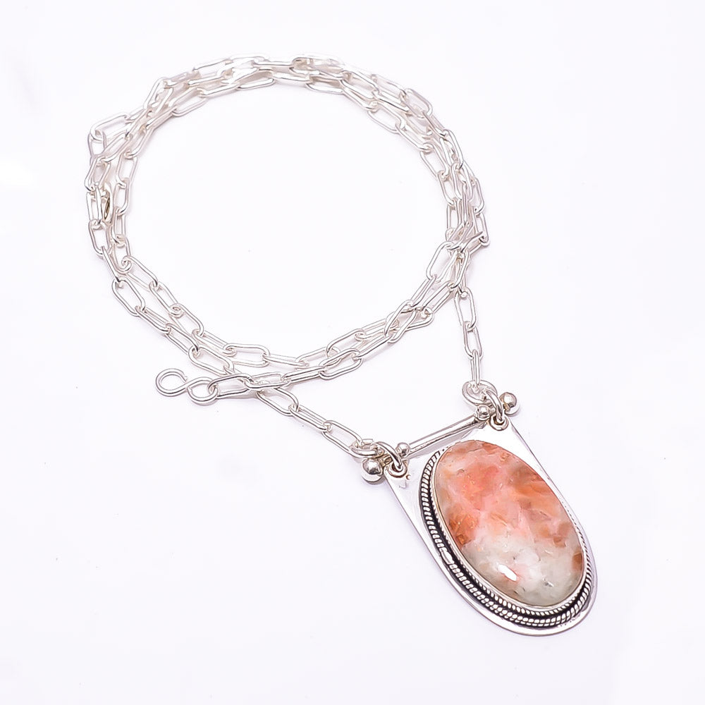 GOLDEN SUNSTONE - MADAGASCAR 925 STERLING SILVER CHAIN PENDANT 19-23" - CP_9262_369_49