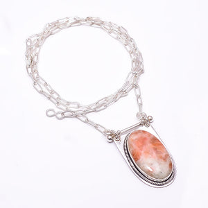 GOLDEN SUNSTONE - MADAGASCAR 925 STERLING SILVER CHAIN PENDANT 19-23" - CP_9262_369_49