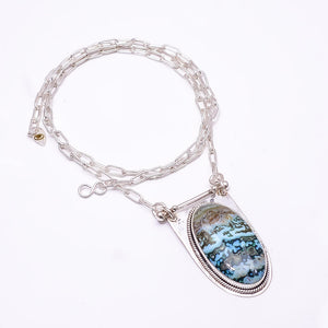 OCEAN JASPER - MADAGASCAR 925 STERLING SILVER CHAIN PENDANT 19-23" - CP_9262_369_58