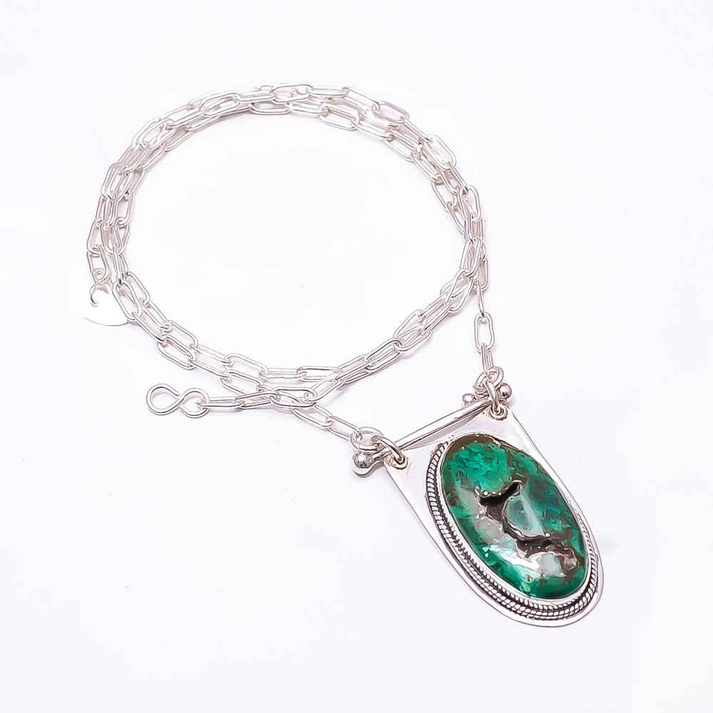 CUPRITE CHRYSOCOLLA - AFRICA 925 STERLING SILVER CHAIN PENDANT 19-23" - CP_9262_369_61