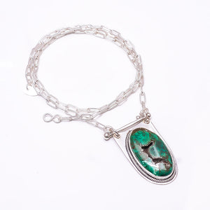 CUPRITE CHRYSOCOLLA - AFRICA 925 STERLING SILVER CHAIN PENDANT 19-23" - CP_9262_369_61