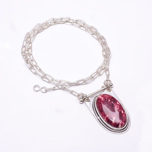 PINK THULITE - NORWAY 925 STERLING SILVER CHAIN PENDANT 19-23" - CP_9262_369_62