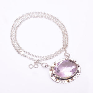 PINK KUNZITE - SIMULATED 925 STERLING SILVER CHAIN PENDANT 19-23" - CP_9353_368_11