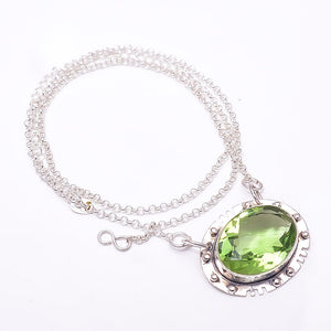 GREEN AMETHYST - SIMULATED 925 STERLING SILVER CHAIN PENDANT 19-23" - CP_9353_368_16