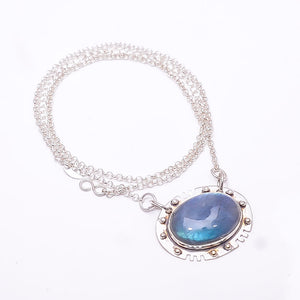LABRADORITE - MADAGASCAR 925 STERLING SILVER CHAIN PENDANT 19-23" - CP_9353_368_37
