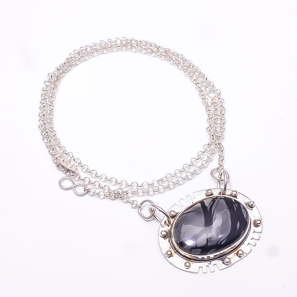 PICASSO JASPER - UTAH 925 STERLING SILVER CHAIN PENDANT 19-23" - CP_9353_368_49