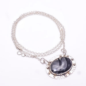 PICASSO JASPER - UTAH 925 STERLING SILVER CHAIN PENDANT 19-23" - CP_9353_368_49