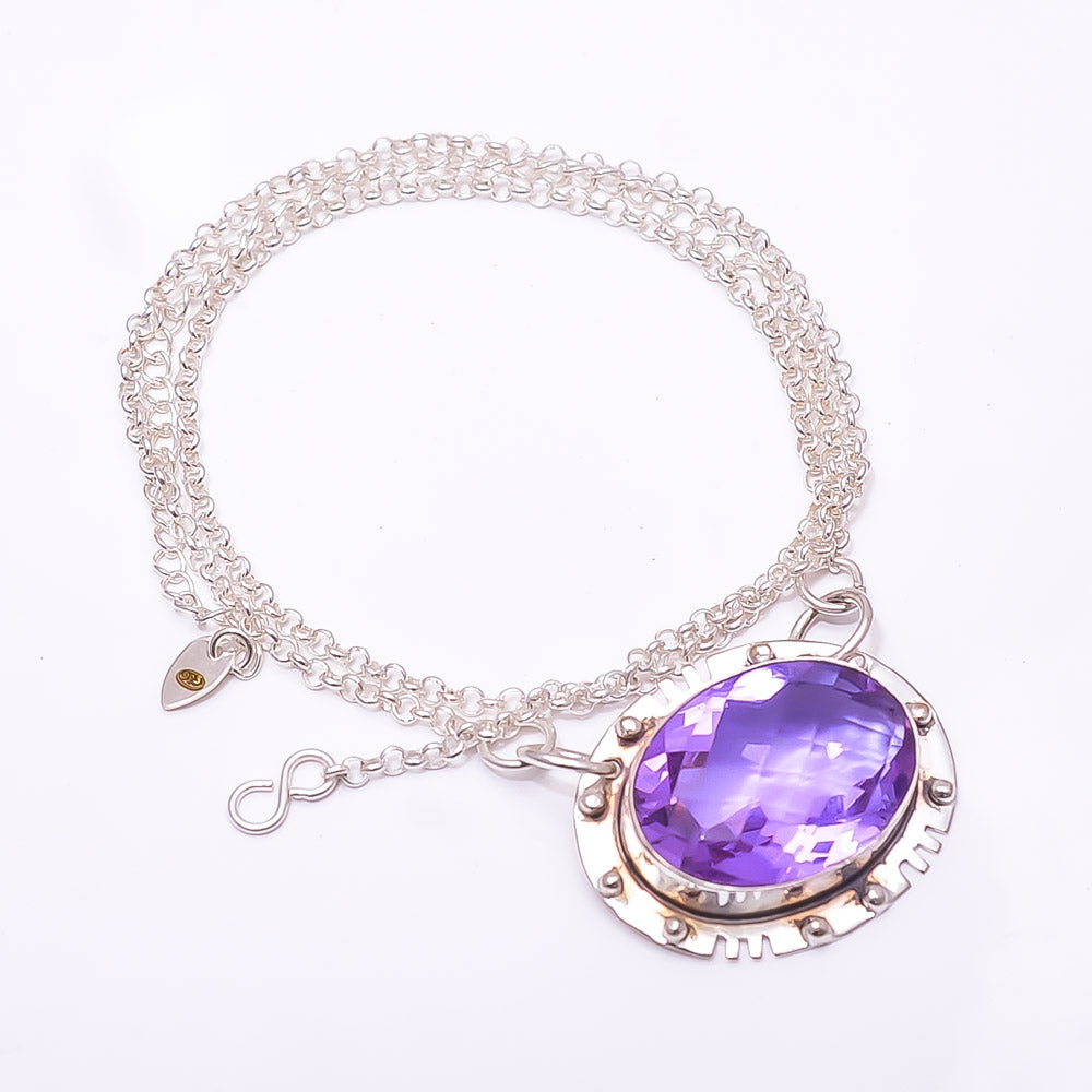 COLOUR CHANGING ALEXANDRITE - SIMULATED 925 STERLING SILVER CHAIN PENDANT 19-23" - CP_9353_368_4
