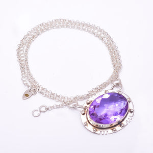 COLOUR CHANGING ALEXANDRITE - SIMULATED 925 STERLING SILVER CHAIN PENDANT 19-23" - CP_9353_368_4