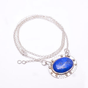 NATURAL LAPIS LAZULI - AFGHANISTAN 925 STERLING SILVER CHAIN PENDANT 19-23" - CP_9353_368_50
