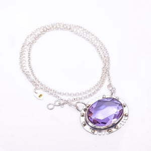 PINK AMETHYST - SIMULATED 925 STERLING SILVER CHAIN PENDANT 19-23" - CP_9353_368_5