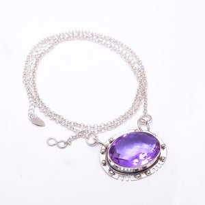COLOUR CHANGING ALEXANDRITE - SIMULATED 925 STERLING SILVER CHAIN PENDANT 19-23" - CP_9353_368_8