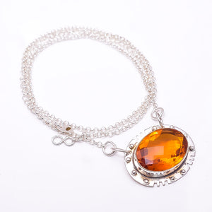 CITRINE - SIMULATED 925 STERLING SILVER CHAIN PENDANT 19-23" - CP_9353_368_9