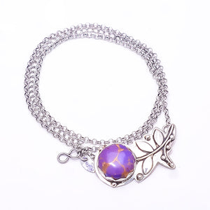 COPPER PURPLE TURQUOISE - SIMULATED FLOWER DESIGNER 925 STERLING SILVER CHAIN PANDENT 17-17.99" - CP_9440_212_17