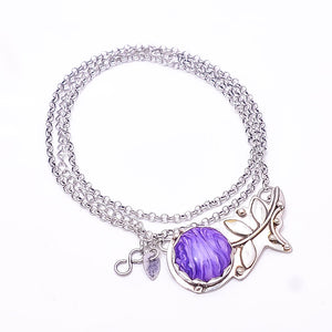 PURPLE CHAROITE - SIMULATED FLOWER DESIGNER 925 STERLING SILVER CHAIN PANDENT 17-17.99" - CP_9440_212_22