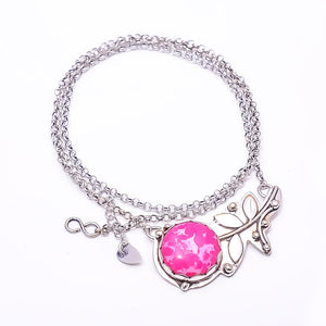 PINK HOWLITE - SIMULATED FLOWER DESIGNER 925 STERLING SILVER CHAIN PANDENT 17-17.99" - CP_9440_212_23