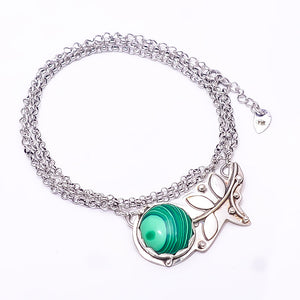 MALACHITE - SIMULATED FLOWER DESIGNER 925 STERLING SILVER CHAIN PANDENT 17-17.99" - CP_9440_212_2