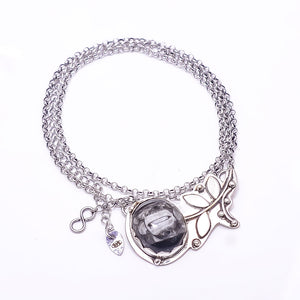 MOROCCAN ORTHOCERAS - FOSSIL FLOWER DESIGNER 925 STERLING SILVER CHAIN PANDENT 17-17.99" - CP_9440_212_32