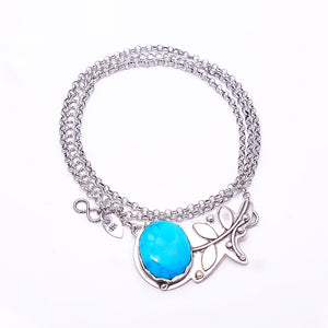 MAGNESITE TURQUOISE FLOWER DESIGNER 925 STERLING SILVER CHAIN PANDENT 17-17.99" - CP_9440_212_33