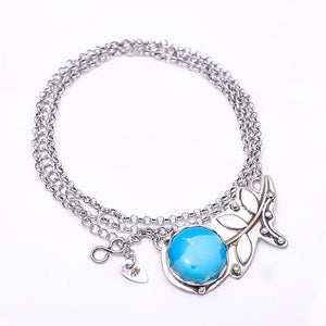 LARIMAR - SIMULATED FLOWER DESIGNER 925 STERLING SILVER CHAIN PANDENT 17-17.99" - CP_9440_212_37