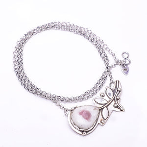 PINK RUBELLITE TOURMALINE IN QUARTZ - BRAZIL FLOWER DESIGNER 925 STERLING SILVER CHAIN PANDENT 17-17.99" - CP_9440_212_47