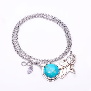 CHRYSOCOLLA - MADAGASCAR FLOWER DESIGNER 925 STERLING SILVER CHAIN PANDENT 17-17.99" - CP_9440_212_51