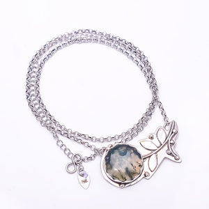 MOSS AGATE - INDIA FLOWER DESIGNER 925 STERLING SILVER CHAIN PANDENT 17-17.99" - CP_9440_212_53