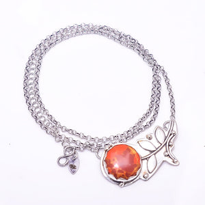 COPPER RED TURQUOISE - SIMULATED FLOWER DESIGNER 925 STERLING SILVER CHAIN PANDENT 17-17.99" - CP_9440_212_55