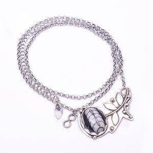 MOROCCAN ORTHOCERAS - FOSSIL FLOWER DESIGNER 925 STERLING SILVER CHAIN PANDENT 17-17.99" - CP_9440_212_57