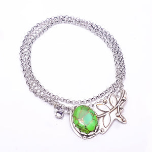 COPPER GREEN TURQUOISE FLOWER DESIGNER 925 STERLING SILVER CHAIN PANDENT 17-17.99" - CP_9440_212_59