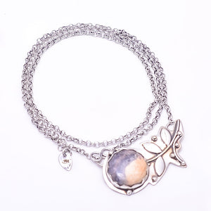 NATURAL MALINGANO JASPER - INDONESIA FLOWER DESIGNER 925 STERLING SILVER CHAIN PANDENT 17-17.99" - CP_9440_212_62