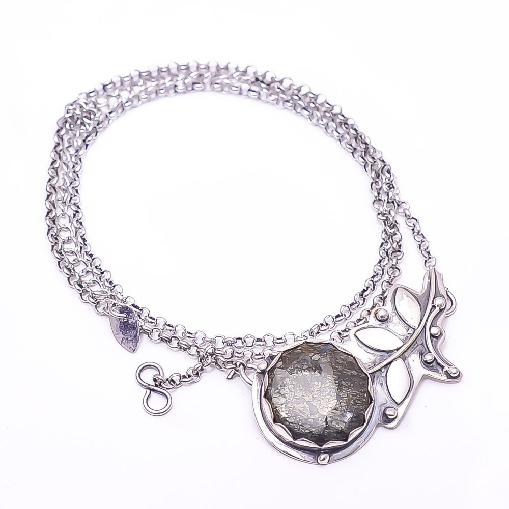 MARCASITE - CALLAHAN MINE FLOWER DESIGNER 925 STERLING SILVER CHAIN PANDENT 17-17.99" - CP_9440_212_63