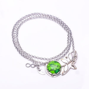 GREEN TURQUOISE - SIMULATED FLOWER DESIGNER 925 STERLING SILVER CHAIN PANDENT 17-17.99" - CP_9440_212_9