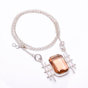 MORGANITE - SIMULATED  925 STERLING SILVER CHAIN PENDANT 19-23" - CP_9441_204_25