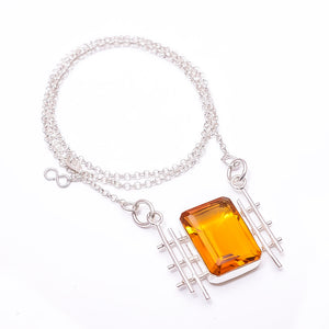 CITRINE - SIMULATED 925 STERLING SILVER CHAIN PENDANT 19-23" - CP_9441_204_29