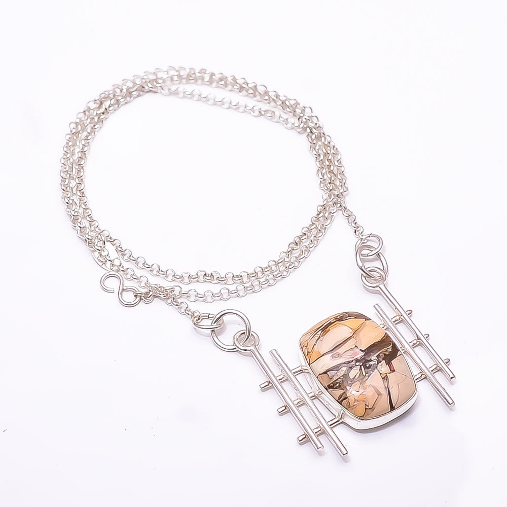BRECCIATED MOOKAITE - AUSTRALIA 925 STERLING SILVER CHAIN PENDANT 19-23" - CP_9441_204_45