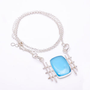 CHALCEDONY - BRAZIL 925 STERLING SILVER CHAIN PENDANT 19-23" - CP_9441_204_56