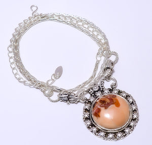 HEART - SHATTUCKITE - ARIZONA 925 STERLING SILVER BALI NECKLACE ADJUSTABLE 16-24"