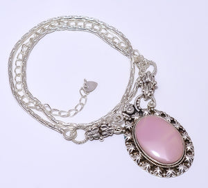 HEART - WILD HORSE JASPER - ARIZONA 925 STERLING SILVER BALI NECKLACE ADJUSTABLE 16-24"