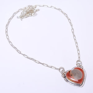 HEART - ROYAL IMPERIAL JASPER - GUADALAJARA 925 STERLING SILVER BALI NECKLACE ADJUSTABLE 16-24" - CP_9248_84_10