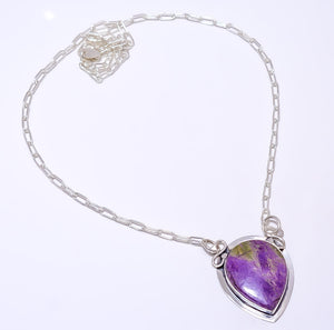 PURPLE CHAROITE - SIBERIA 925 STERLING SILVER BALI NECKLACE ADJUSTABLE 16-24" - CP_9248_84_16