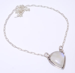 RAINBOW MOONSTONE - INDIA  925 STERLING SILVER BALI NECKLACE ADJUSTABLE 16-24" - CP_9248_84_19