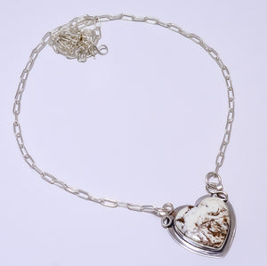 HEART - WILD HORSE JASPER - ARIZONA 925 STERLING SILVER BALI NECKLACE ADJUSTABLE 16-24" - CP_9248_84_35