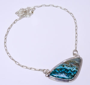 OCEAN JASPER - MADAGASCAR 925 STERLING SILVER BALI NECKLACE ADJUSTABLE 16-24" - CP_9248_84_38