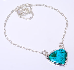 MALACHITE IN CHRYSOCOLLA - CONGO  925 STERLING SILVER BALI NECKLACE ADJUSTABLE 16-24" - CP_9248_84_3