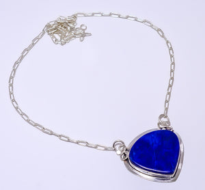 NATURAL LAPIS LAZULI - AFGHANISTAN 925 STERLING SILVER BALI NECKLACE ADJUSTABLE 16-24" - CP_9248_84_40