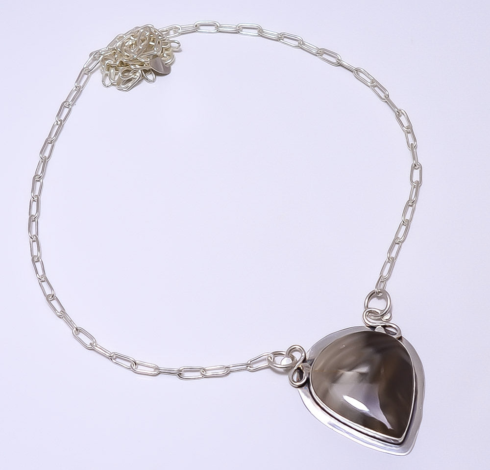 FLINT STONE - USA 925 STERLING SILVER BALI NECKLACE ADJUSTABLE 16-24" - CP_9248_84_41